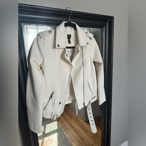 Cream leather like Motorcycle jacket